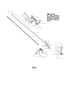 Drive Shaft/Handle/Shield Diagram and Parts List for FEATHERLITE SST25 Type 1 Weed Eater Trimmer